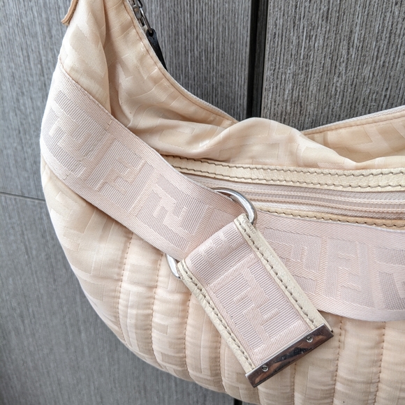 Fendi: Zucca Jacquard FF Monogram Pink Blend Adjustable Bag - Picture 6 of 16